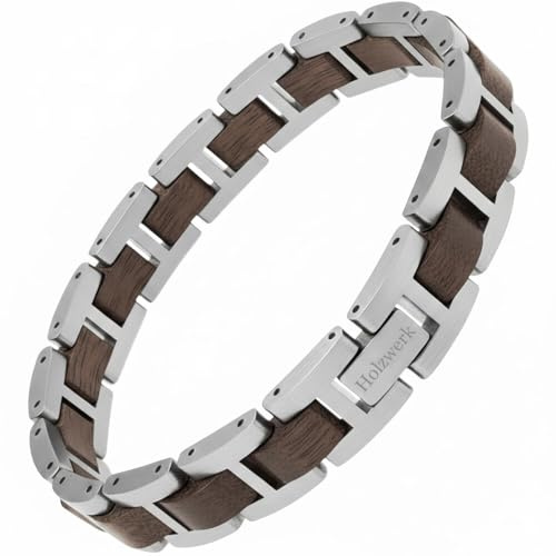 Holzwerk WERLSEE Natur Holz Armband für Damen und Herren Holzarmband Herrenarmband Damenarmband Braun Walnuss Einstellbar inkl. Armbandkürzer und Aufbewahrungsbox