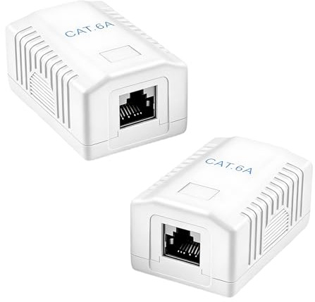 2 Cat6A Netzwerkdose Aufputz RJ45 Port Buchse 10 Gbit/s Übertragungsrate