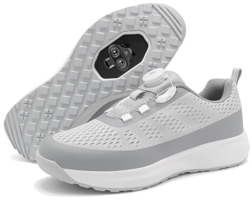 TvzsiY Scarpe Ciclismo MTB Uomo Scarpe Mountain Bike Traspirante Compatibili con Pedali SPD All'aperto con Design Fibbia Girevole,Dark Gray,43 EU