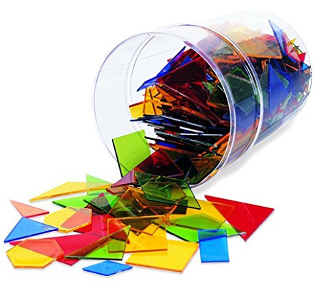 Learning Resources Power Polygone, Ab 5 Jahren, Lernspiel Geometrie und Formen, 15 transparente 2D-Formen, Musterbildung und Bruchteile, Aufbewahrungsdose inklusive