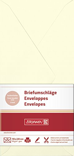BRUNNEN 105127519 Briefhülle (DIN lang, 222 x 113 mm, gummiert, 90 g/qm, 10 Stück) beige