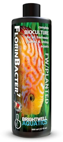 Brightwell Aquatics FlorinBacter7 Freshwater Aquarium Conditioner | Supports Biological Filtration | Removes Ammonia, Nitrite & Nitrate | Improves Water Clarity, 500 ml