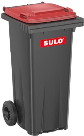 Sulo – Contenedor de basura contenedores gris con tapa rojo, 120 L)
