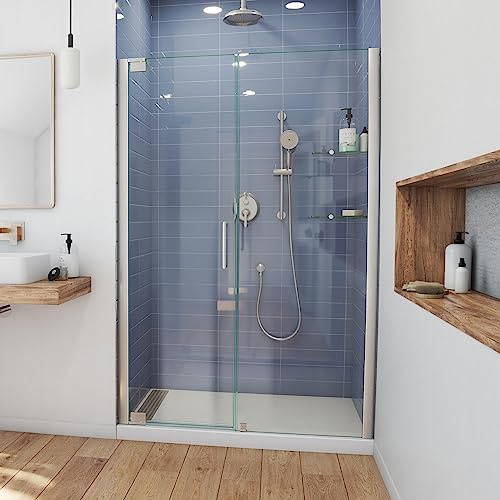 DreamLine Elegance 58-60 in. W x 72 in. H Frameless Pivot Shower Door in Brushed Nickel, SHDR-4158720-04