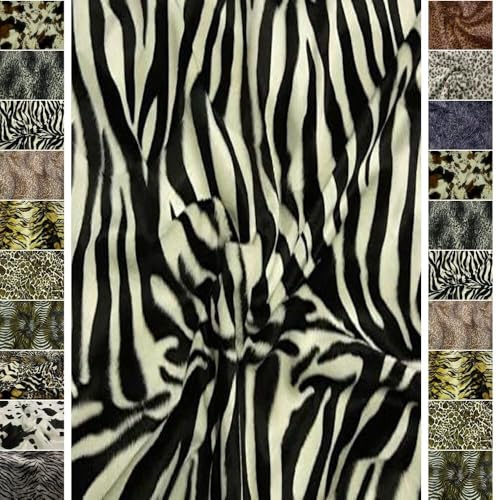 StoffBook schwarz/weiß - Zebra Velboa Kunstfell Tiermuster, Tierfellimitat, Tierfelloptik, Karneval Fasching, Stoff zum Nähen Kleben, Animal Fake Fur für Kostüme, c117