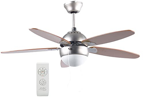 Sichler Haushaltsgeräte Deckenventilator VT-597 m. Holzflügeln, Beleuchtung, Fernbed., Ø 92 cm