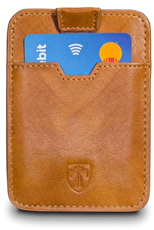 TRAVANDO Slim Portemonnaie Dallas - bis zu 12 Karten - TÜV geprüft - RFID Schutz - Kleiner Geldbeutel - Kartenetui - Kreditkartenetui - Zugband - Geschenk für Männer - Designed in Germany (Braun)