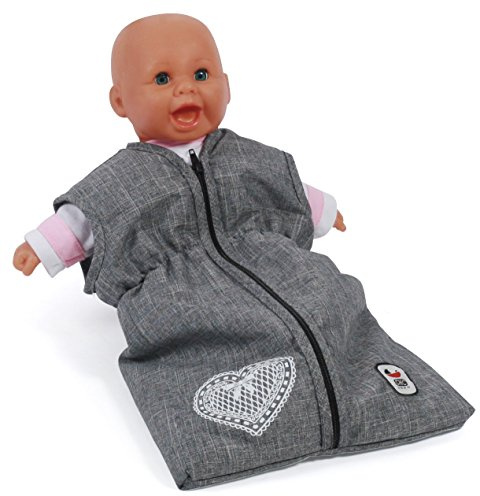 Bayer Chic 2000 792 76 Born Puppenschlafsack für Baby-Puppen bis 55 cm, Puppenkleidung, 3-8 Jahre, Puppenzubehör, Jeans grau