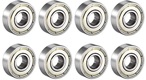 sourcing map 8 Stück 608ZZ Kugellager Doppelschild 8mmx22mmx7mm Kohlenstoffstahl Z1