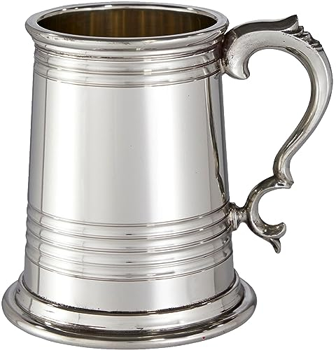 I LUV LTD Étain Chope Très Lourd 1 Pinte Worcester Profondément Doublé Pur Lourd Jauge Bière Chope Possibilité de Gravure Cadeaux Personnalisés pour Hommes et Femmes
