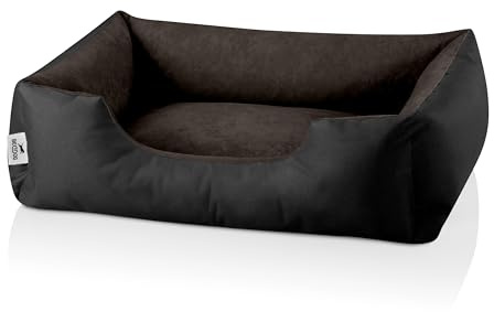 BedDog Cuccia per cani LUPI, cuscino per cani con rivestimento rimovibile, lavabile, per cani di piccola taglia, S, nero-marrone