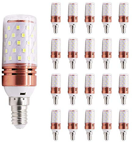 Mengjay® 20 Stück LED Mais Glühbirne, E14, 12W, entspricht 100 W Glühlampe, Kaltweiß 6000K, 800lm, kleine Edison-Schraube, nicht dimmbar Kandelaber LED Glühlampen