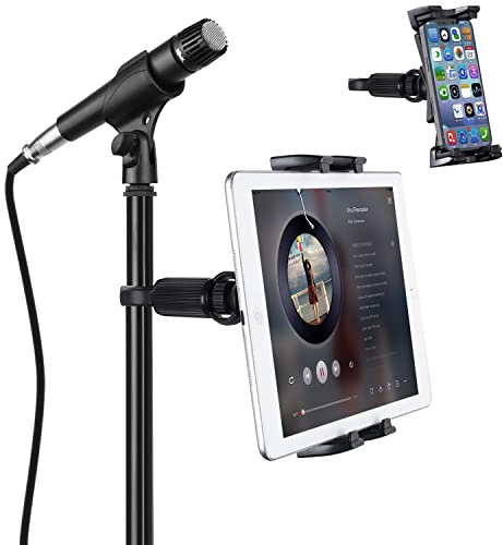 JUBOR Tablet Mounts for Microphone Stands, Fits 4.7-12.9 Tablets & Smartphones