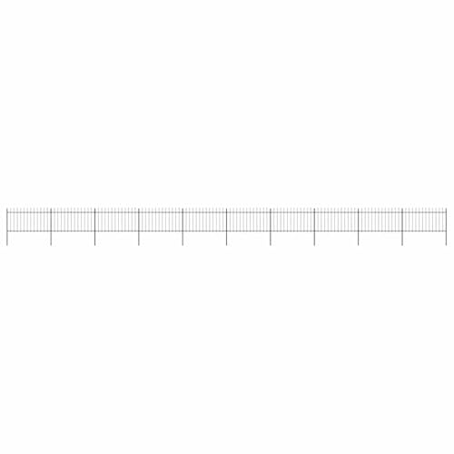 vidaXL Garden Fence with Spear Top Steel 1781.5x100 cm Black