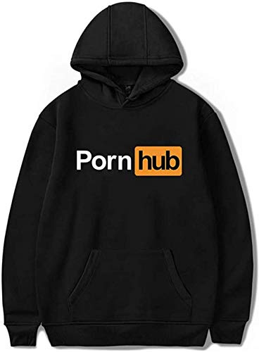 Nest Home Pornhub tröja huvtröja tröja mode casual bokstav tryck tröja, svart, L