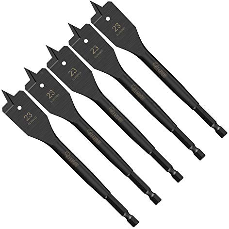 SabreCut 5pcs SCRIW23_5 23mm x 152mm Hardwood Softwood Flat Wood Spade Bits | Impact-rated construction delivers fast, clean drilling in softwood, hardwood, chipboard and MDF