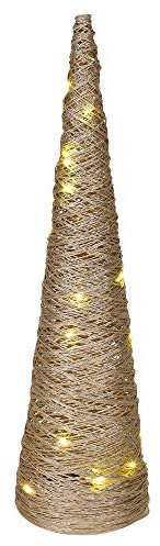 URBNLIVING Coni per albero di Natale con luci a LED, a forma di piramide, con luci fatate, decorazione per la casa (oro, 80 cm)