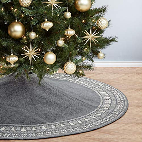 Dremisland Große Weihnachtsbaum Rock, 122cm Gestrickter Weihnachtsbaumdecke Teppich Schneeflocken Weihnachtsbaumständer Runde Christbaumdecke Rock Matte Für Zuhause Feier Weihnachtsbaum Deko