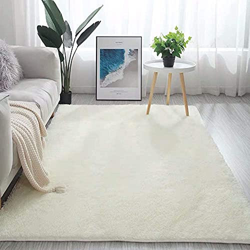 warmsile Wohnzimmer Teppich Kunstfell Teppich, Super Weich Shaggy Teppiche Für Wohnzimmer Schlafzimmer Kinderzimmer Auto Esszimmer Kindermatte Bettvorleger,Beige,160 x 230 cm