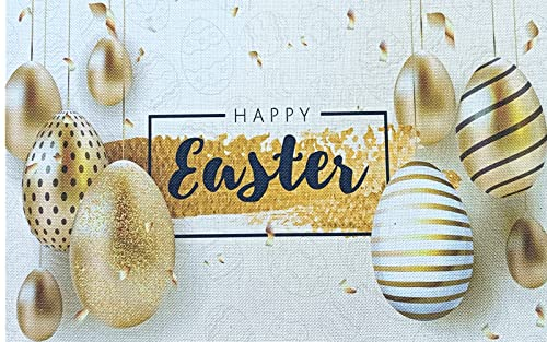 Manteles Individuales Huevo De Pascua Dorado Mantel Individual PVC Lavable Salvamanteles Individuales Resistente al Calor Bajoplatos Antideslizante Individuales Mesa 30x45cm 8 Pcs