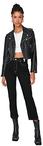 Trendyol Jean Mom pour Femme, Noir, Taille 42, Noir, 70