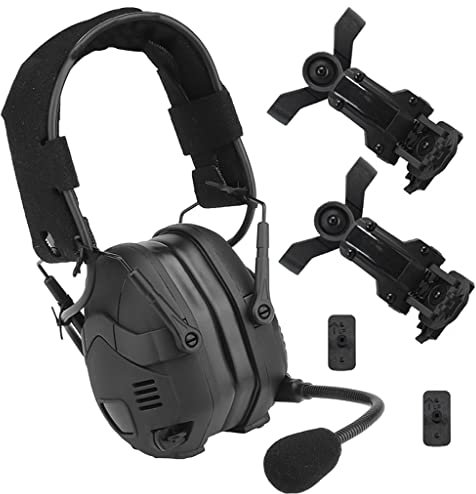TS TAC-SKY Tactical Headset Ear Muffs For Helmet Noice Reduction Pickup Set with headphone stand Suitable for tactical helmets (Color : Black)