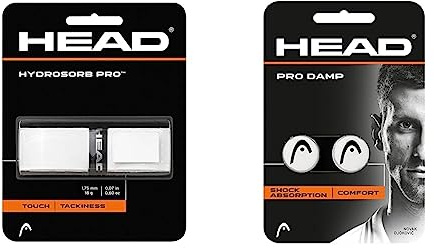 HEAD Unisex Hydrosorb™ Pro Griffband, Weiß, Einheitsgröße EU & Schlägerzubehör Pro Damp 2er Tennissaite, White, 1size