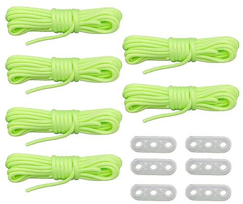 HOUSON 6 Stück Fluoreszierendes Paracord, Luminous Schnur Zelt Nachtleuchtende Paracord Fallschirmschnur für Camping Vorzelt Zelt 4M*4mm