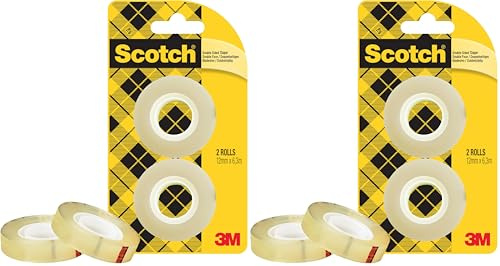 Scotch 6651263 Klebeband (doppelseitig, 12 mm x 6,3 m) 2 Rollen transparent (Packung mit 2)