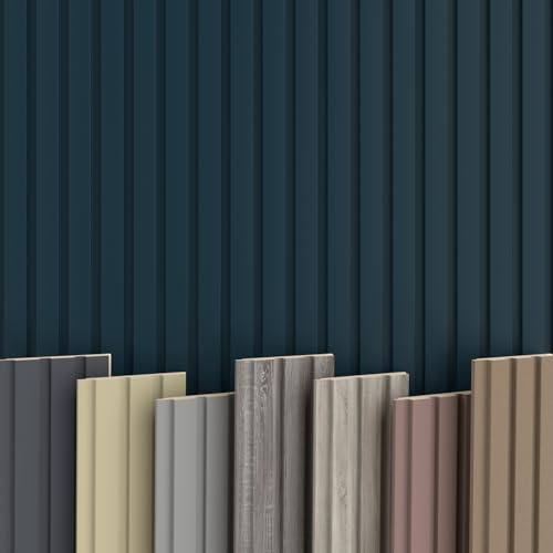 BEATS Lamellen 2,75m HEXIM - MDF Holz Lamellenwand Wandpaneele Lamellenverkleidung Wandverkleidung Lamellenpaneele Holzpaneele Natur (4 Paneele & Zubehör, Beats De Luxe Ocean)