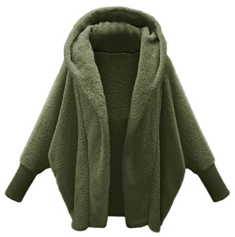 DABAOK Veste polaire unie pour femme avec poche ouverte sur le devant, Vert, XL