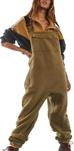 Ripp Jumpsuit Damen Jumpsuit Damen Sommer Kurz Ski Overall Für Damen Einfarbiges Latzhose Mit Taschen Fleece Overall Verstellbarer Riemen Arbeitslatzhose Sommer Jumpsuit Jumpsuit Grün (1-Black, Xxl)