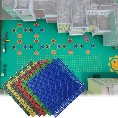 Losetas de Plastico Jardin Kindergarten Floor Tiles, 25cm Impermeable DIY Modular Interlocking Empalme Deportes Esteras De Piso Para Interior Al Aire Libre, Suelos De Plástico Para Canchas De Balonces