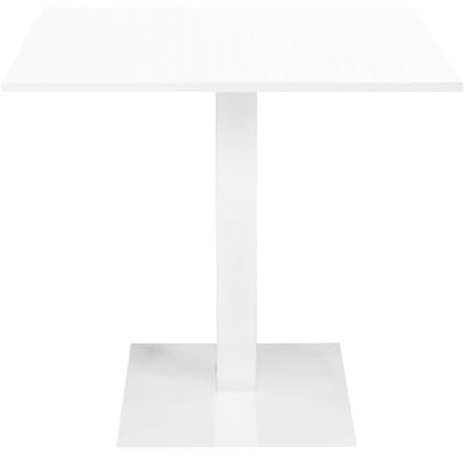 Tavolo da bar quadrato con base centrale in metallo e piano laminato resistente – ideale per locali, ristoranti, pub, uso interno o esterni coperti (Gamba Bianca, Bianco Frassino, 80x80)