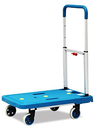Flachbett-Handwagen Plattformwagen mit robuster Kunststoffplatte, verstellbarer Griff for den Transport von Gepäck, Paketen, faltbarer Hand- und Räder-Schiebewagen Schwerlast-Flachbettwagen (Color :