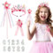 BOOMTOP Diadema Corona Cumpleaños Niñas con Números Intercambiables del 0 al 9, Corona Unicornio Regalo Niñas, Diadema Infantil Corona Niñas Cumpleaños, Kit Sombrero Broche Unicornio/Varita Mágica