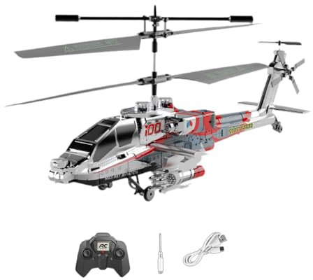 LOVIVER Ferngesteuerter Hubschrauber, Spielzeug-RC-Helikopter, 1 Schlüssel zum Abheben/Landen, Flugzeugmodell, Gyro-Stabilisator mit Lichtern für Jungen und, Gold