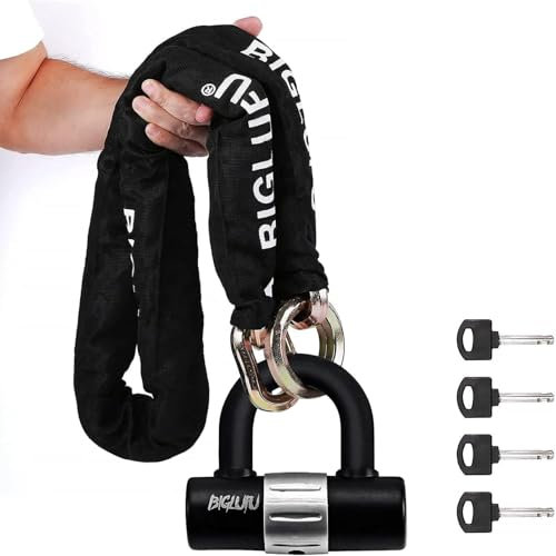 BIGLUFU Catena di bloccaggio per bicicletta in acciaio speciale, spessore 15 mm, livello di sicurezza 10, per bicicletta e scooter