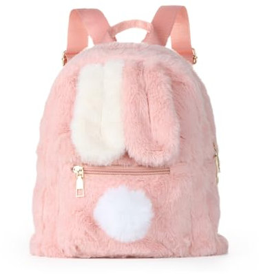 Jywmsc Simpatico Zaino in Peluche con Orecchie Di Coniglio per Ragazze Adolescenti, Soffice Borsa a Tracolla Kawaii Sfocata, Borsa da Scuola, Rosa