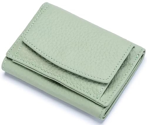 RRANCharltu Kleines Portemonnaie Damen Echtleder mit RFID-Schutz kleine Geldbörse Damen mit Münzfach Mini Geldbeutel mit Kartenfächer, Grün