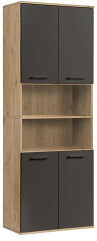 mokebo® Bad Hochschrank 'Der Kapitän' (180x65x64 cm) Badezimmerschrank breit oder Badschrank, auch als Badezimmerhochschrank & Badregal Badezimmer aus Holz in Viking Oak (Eiche)