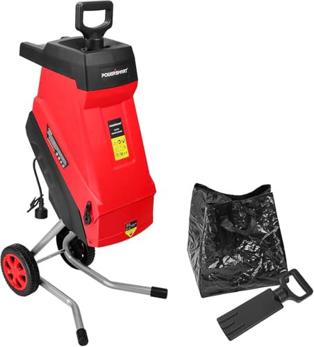 PowerSmart 120V 15A Corded Electric Wood Chipper, Shredders with 45mm Branch Capacity, Collection Bag for Garden