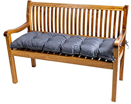TexDeko® Garden Gartenbank-Auflage 140 x 50 x 8cm wasserabweisend UV - beständig mit Oeko-TEX Zertifikat gesteppt Bankpolster Bankkissen Polsterauflage Sitzpolster Bankauflage Sitzkissen (Grau)