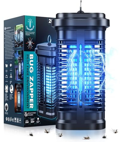 Quilted Northern Insektenvernichter Elektrisch, 20 W UV Mückenvernichter Lampe, Mückenschutz Mit LED Licht, Elektrische Fliegenfalle Mückenfalle Mückenlampe für Garten Innen und Aussen