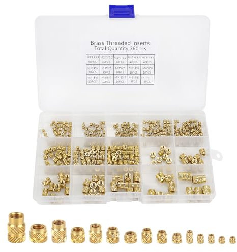 Xmart 360 Pezzi di Inserti Filettati Boccole Filettate in Ottone M2 M2.5 M3 M4 M5 M6 Aiuto Alla Fusione per Inserti Filettati Inserto Filettato in Plastica Disponibili per la Stampa 3D