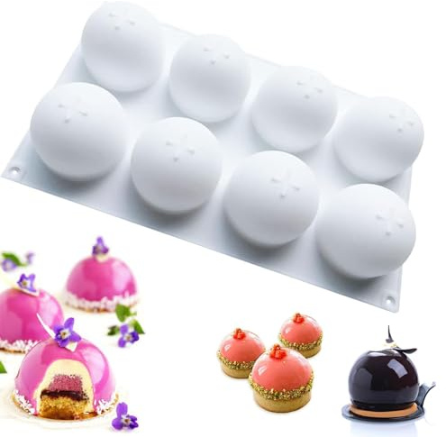 Nenkarn Sphere Silicone Moulds, Chocolate Mould Ball, Round Mousse Molds for Making Chocolate, Globe Ball, Ice Cream Bombe, BPA Free
