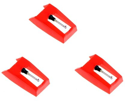 LIGIGWASH 3 Stück Rote Grammophon Nadeln aus Aluminium Konische Plattenspieler Ersatznadeln für Phonograph Einfache Installation Klarer Sound Langlebige Vinyl Stylus Nadeln