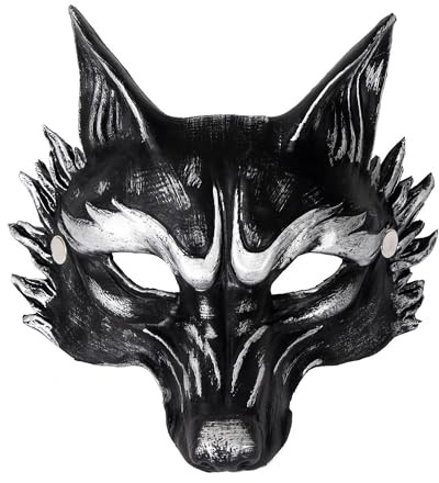 OhMill Masque de Loup pour Halloween Masque de Loup-Garou Horreur Demi-Masque Cosplay Animal Realiste Accessoires de Déguisement Cosplay pour Carnaval Pâques