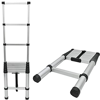 Aluminum Telescoping Extension Ladder 3.0m/9.8ft - Lightweight 330lbs Capacity Perfect for Rooftops RVs Attics and Outdoor Use - Adjustable Height 1m to 8m