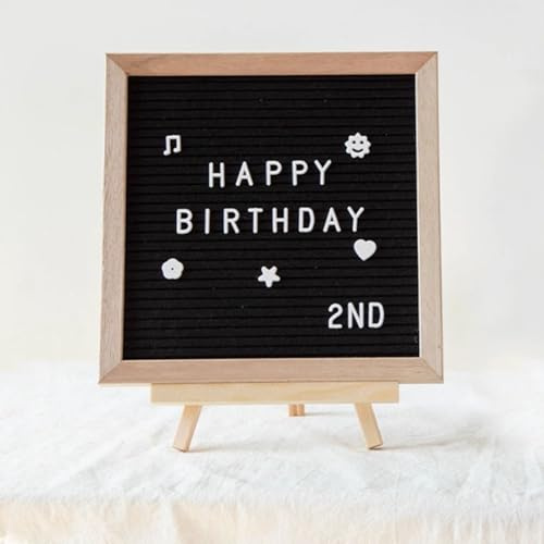Letterboard aus Eiche 25x25cm mit 400 Magnetbuchstaben & Zubehör – Stecktafel mit Staffelei – Premium Memoboard für Küche, Homeoffice und Geschenke (schwarz)